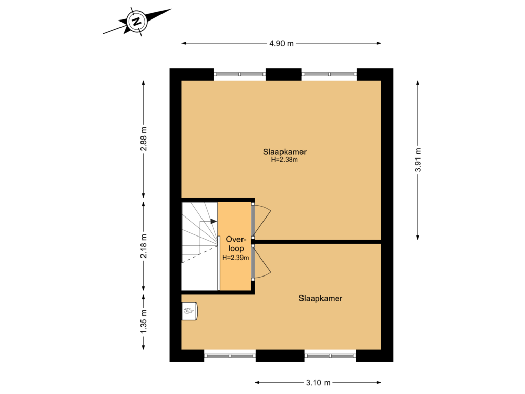 Bekijk plattegrond van 2e Verdieping van Timorstraat 173