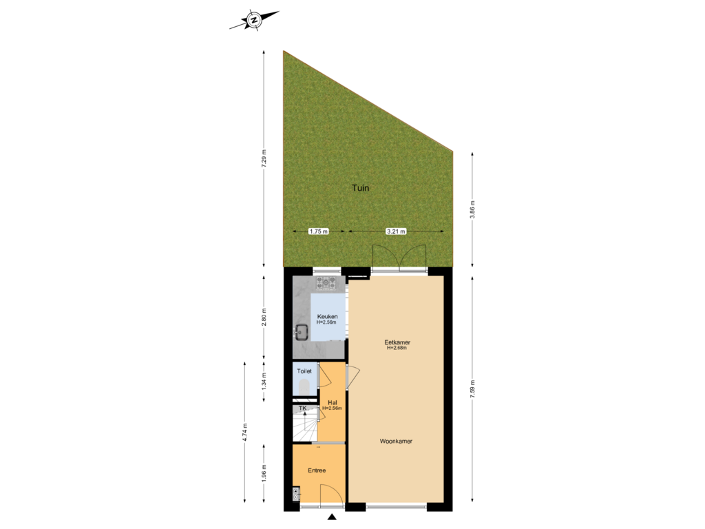 Bekijk plattegrond van Begane Grond + Tuin van Timorstraat 173