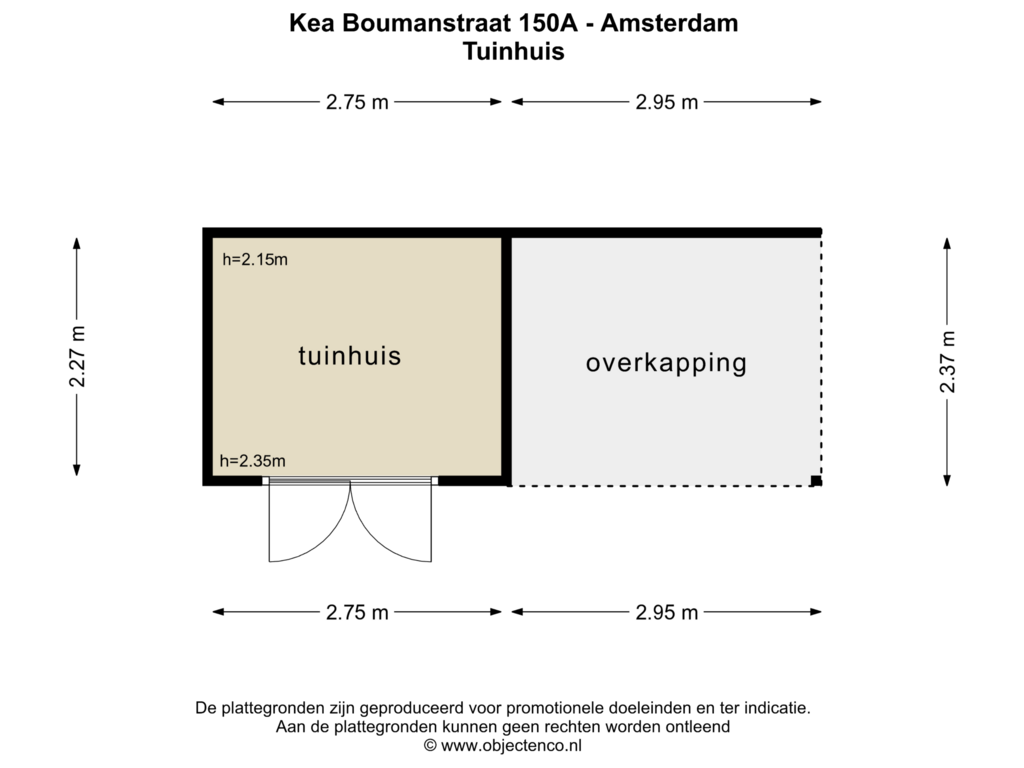 Bekijk plattegrond van TUINHUIS van Kea Boumanstraat 150-A