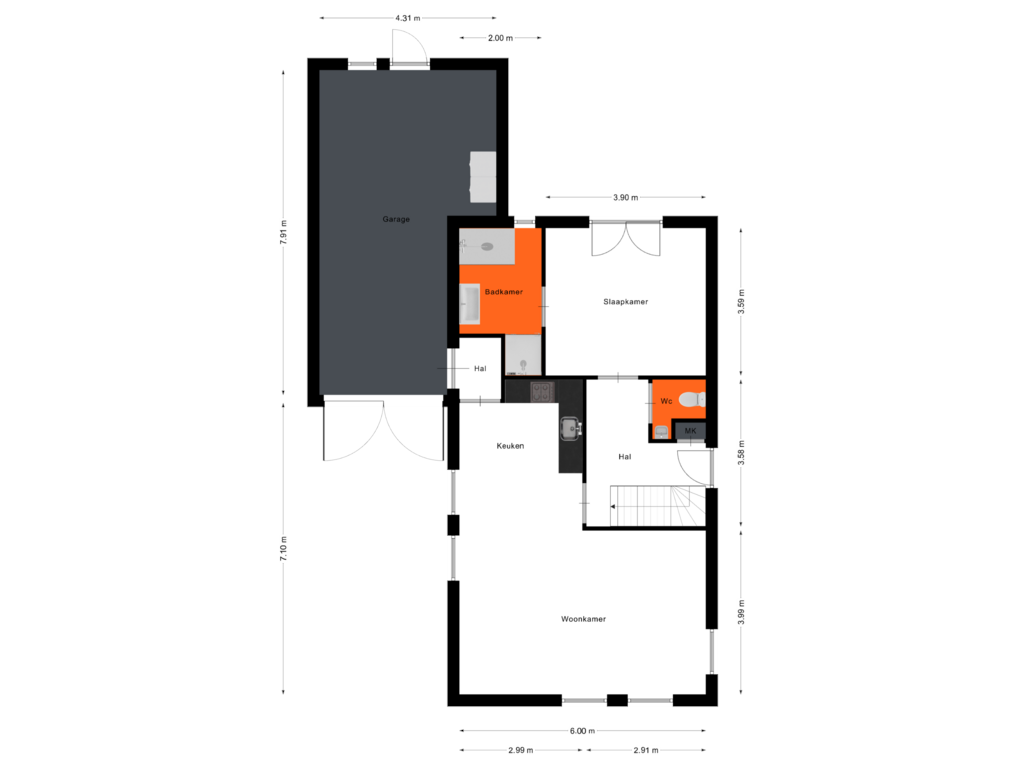 View floorplan of Begane grond of Gastenhuis 16