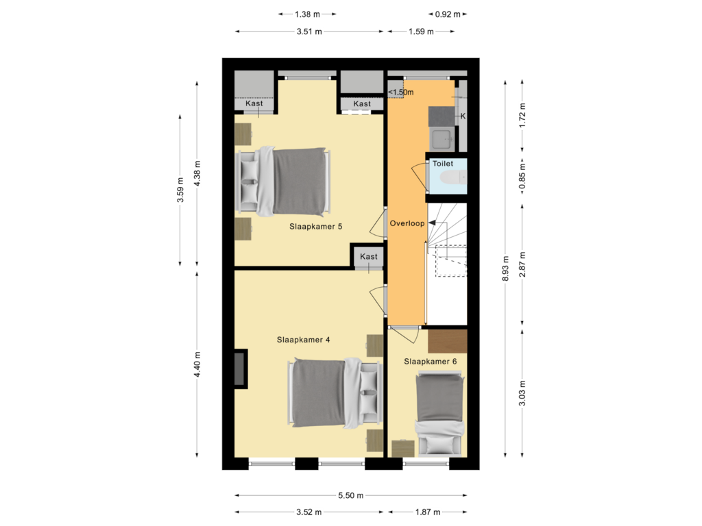 Bekijk plattegrond van Tweede verdieping van Stadhouderslaan 31