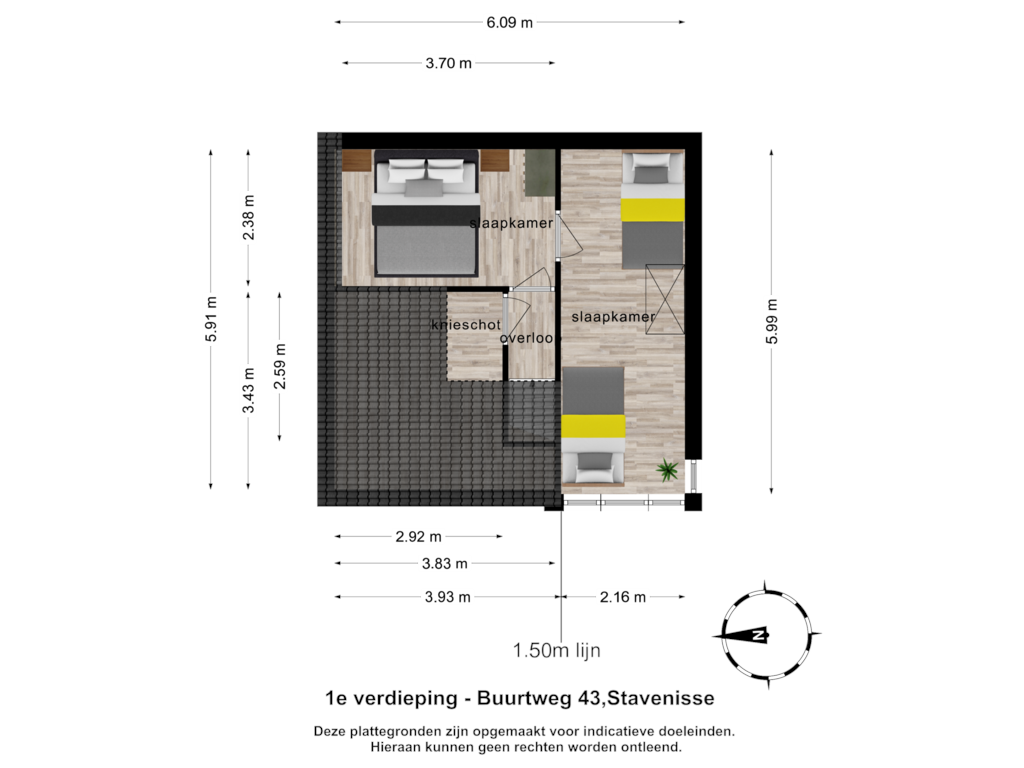 Bekijk plattegrond van 1e verdieping van Buurtweg 43