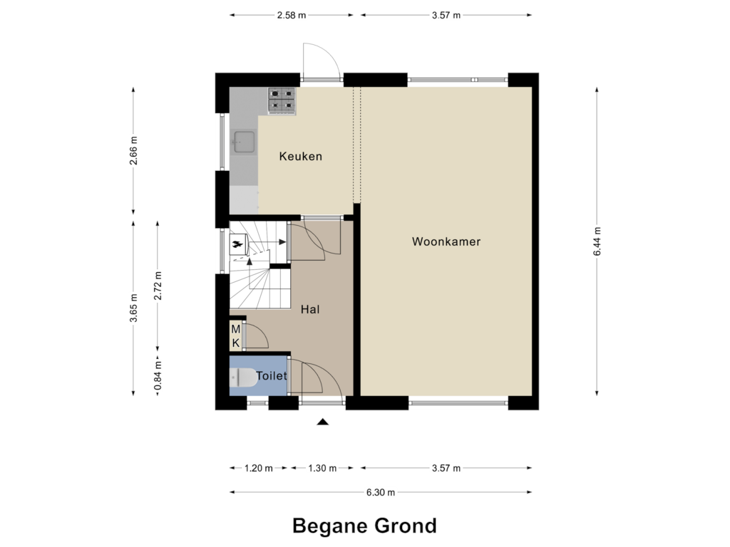 View floorplan of Begane Grond of Kampstraat 34