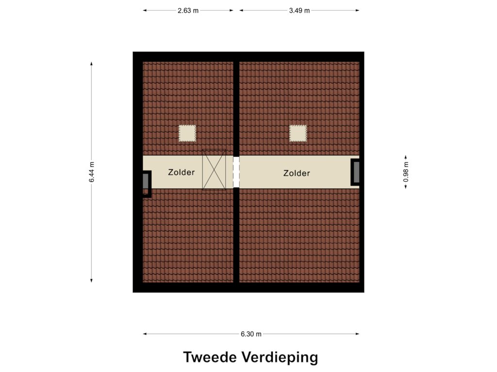 View floorplan of Tweede Verdieping of Kampstraat 34