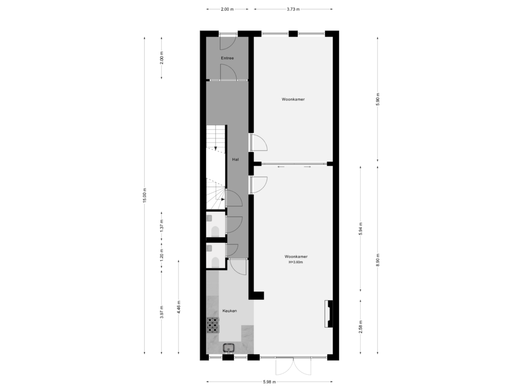 Bekijk plattegrond van Begane Grond van Mathenesserlaan 284