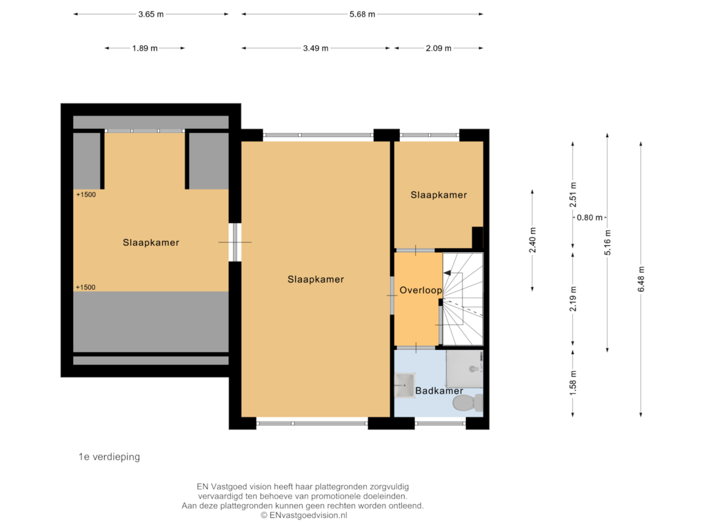 Bekijk plattegrond van 1e verdieping van Herderstraat 1