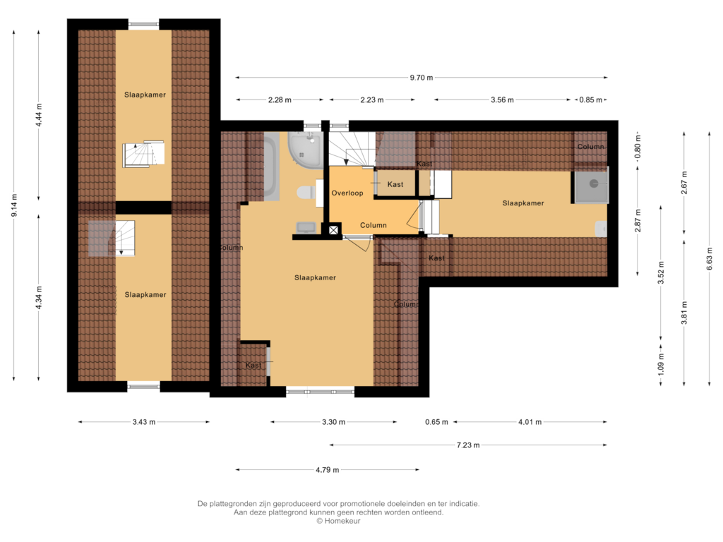 View floorplan of Eerste verdieping of Kappeweg 24