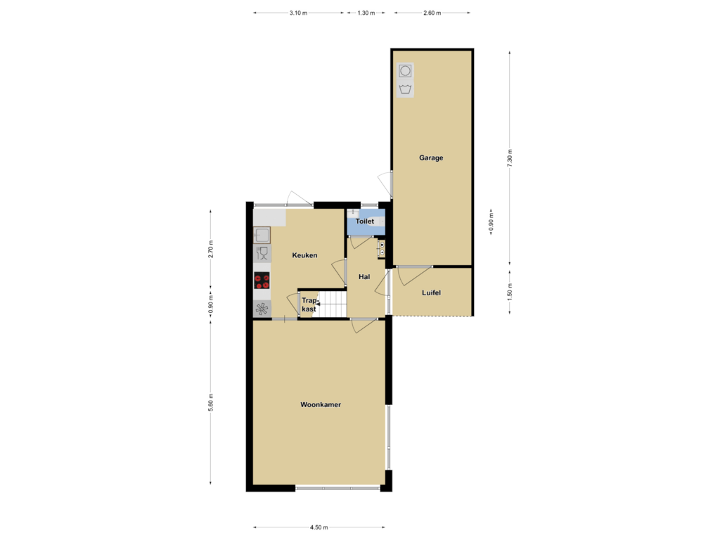 Bekijk plattegrond van Begane grond van Gandhistraat 3