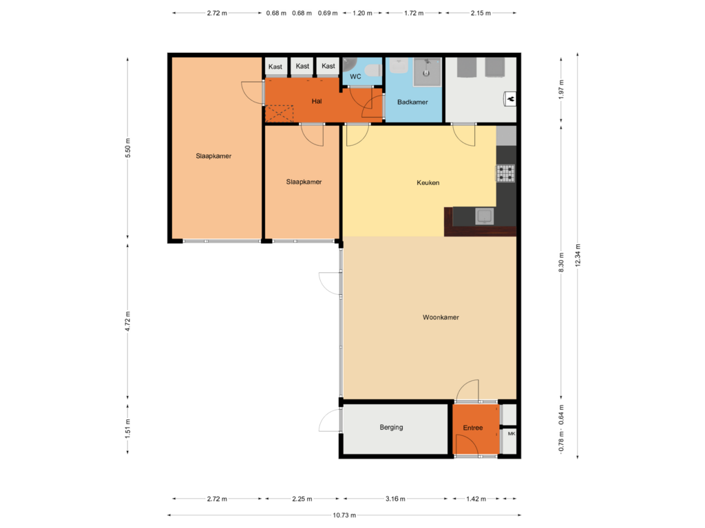 View floorplan of Woonverdieping of Schaesbergstraat 49