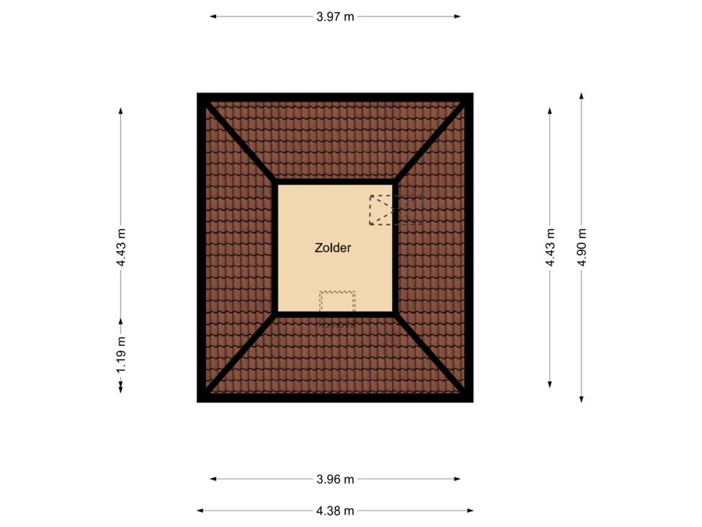 View floorplan of Vlizo zolder of Schaesbergstraat 49