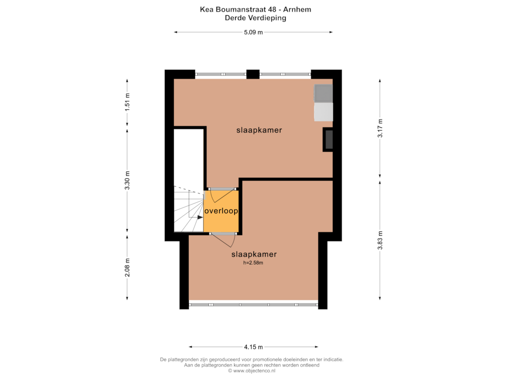 Bekijk plattegrond van DERDE VERDIEPING van Kea Boumanstraat 48