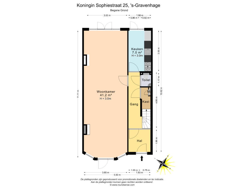 View floorplan of Begane Grond of Koningin Sophiestraat 25