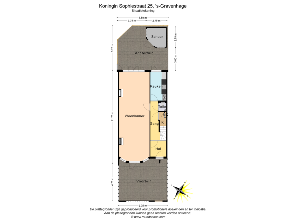 View floorplan of Situatietekening of Koningin Sophiestraat 25