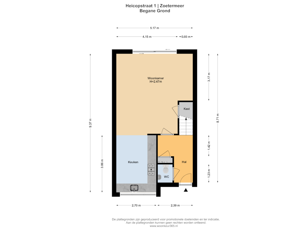 Bekijk plattegrond van Begane Grond van Heicopstraat 1