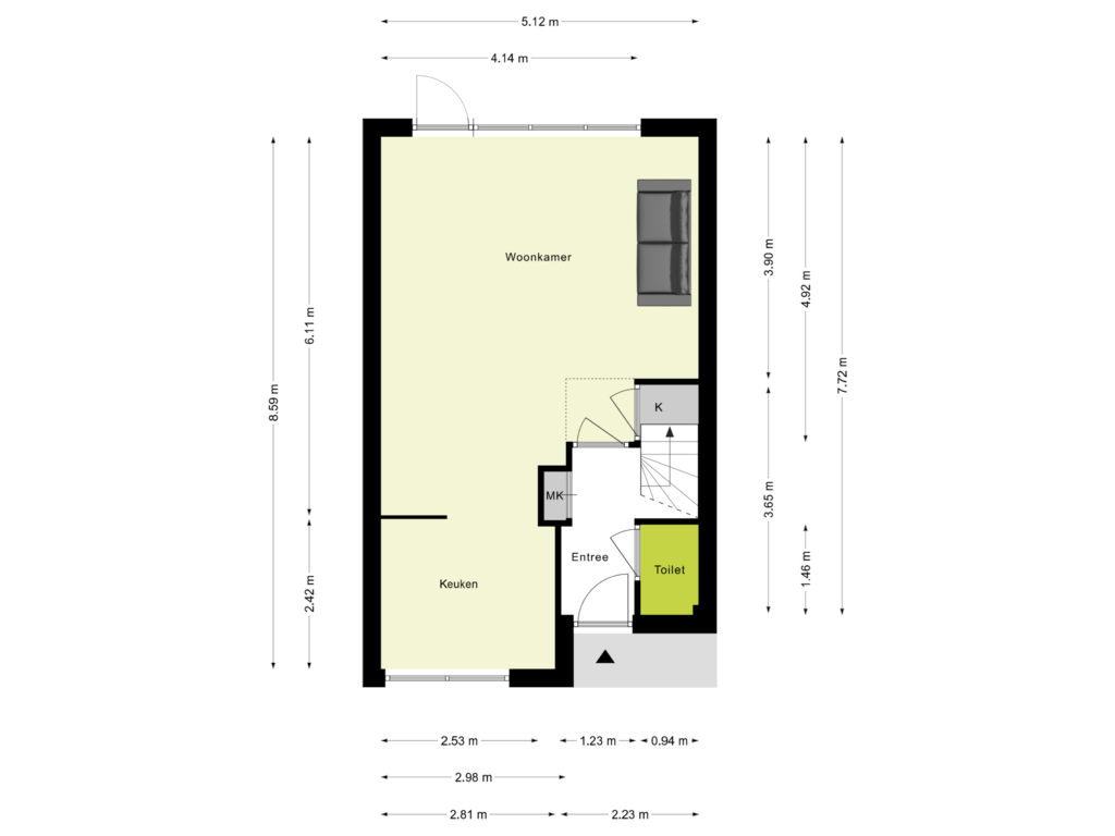 Bekijk plattegrond van Begane Grond van Dilleveld 59