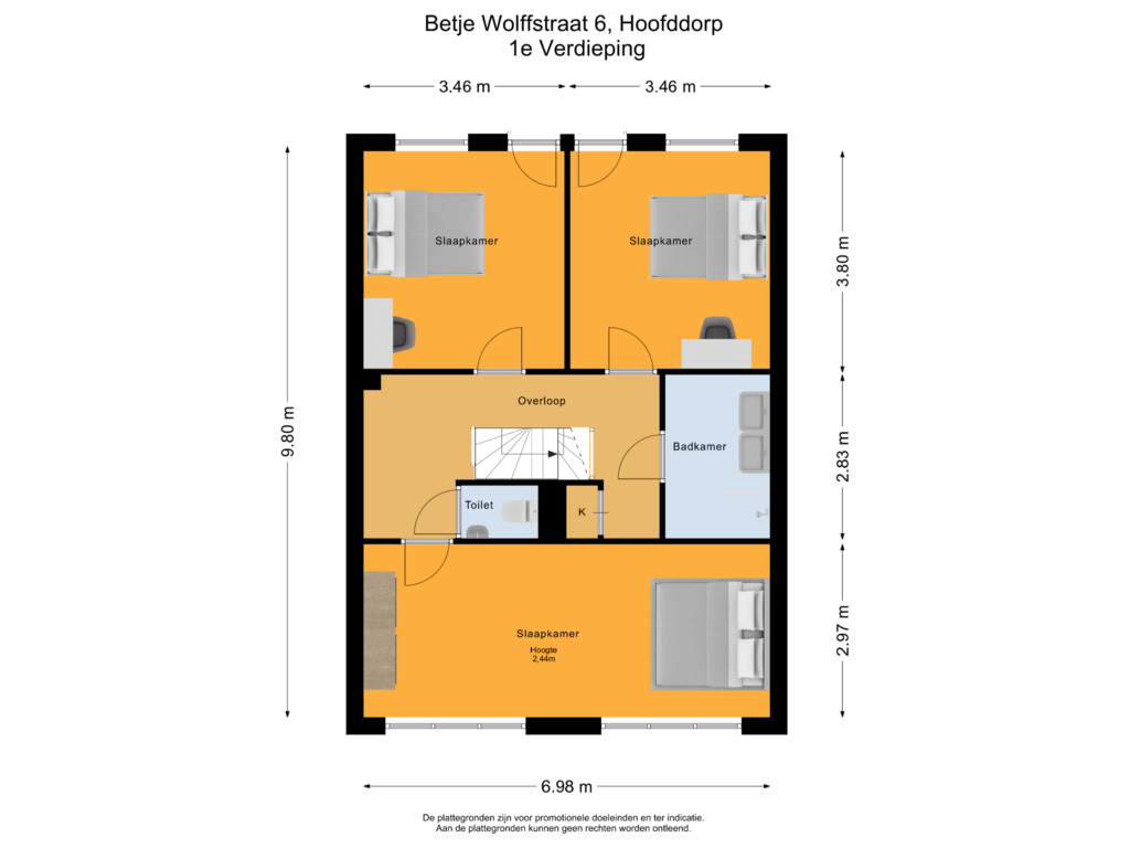 Bekijk plattegrond van 1e Verdieping van Betje Wolffstraat 6