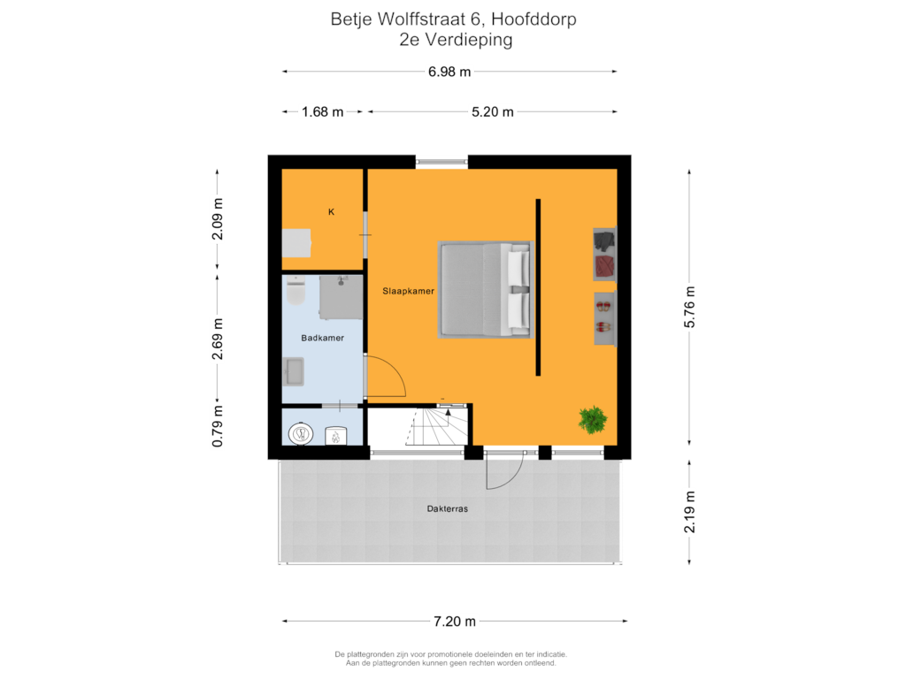 Bekijk plattegrond van 2e Verdieping van Betje Wolffstraat 6