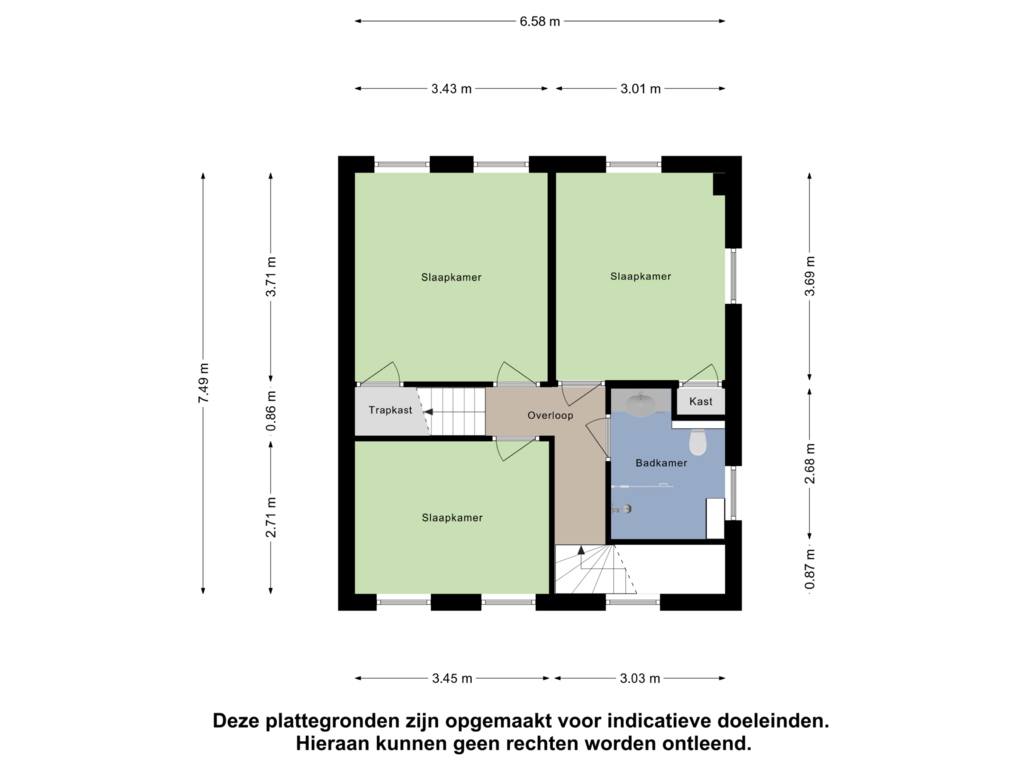 Bekijk plattegrond van Eerste Verdieping van Donkeren Dijk 52