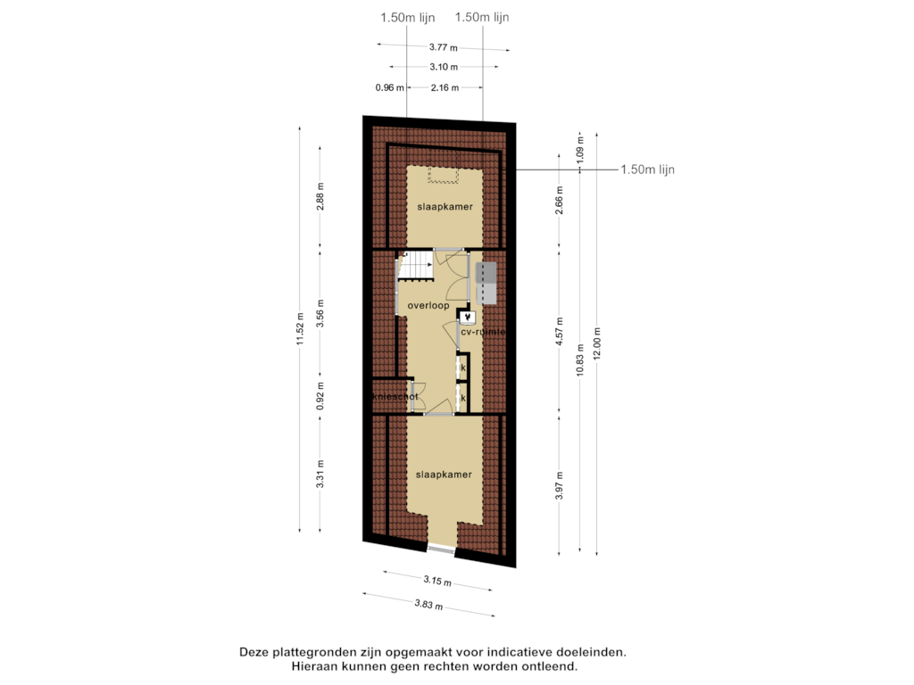 View floorplan of 2e verdieping of Grote Bredeplaats 21