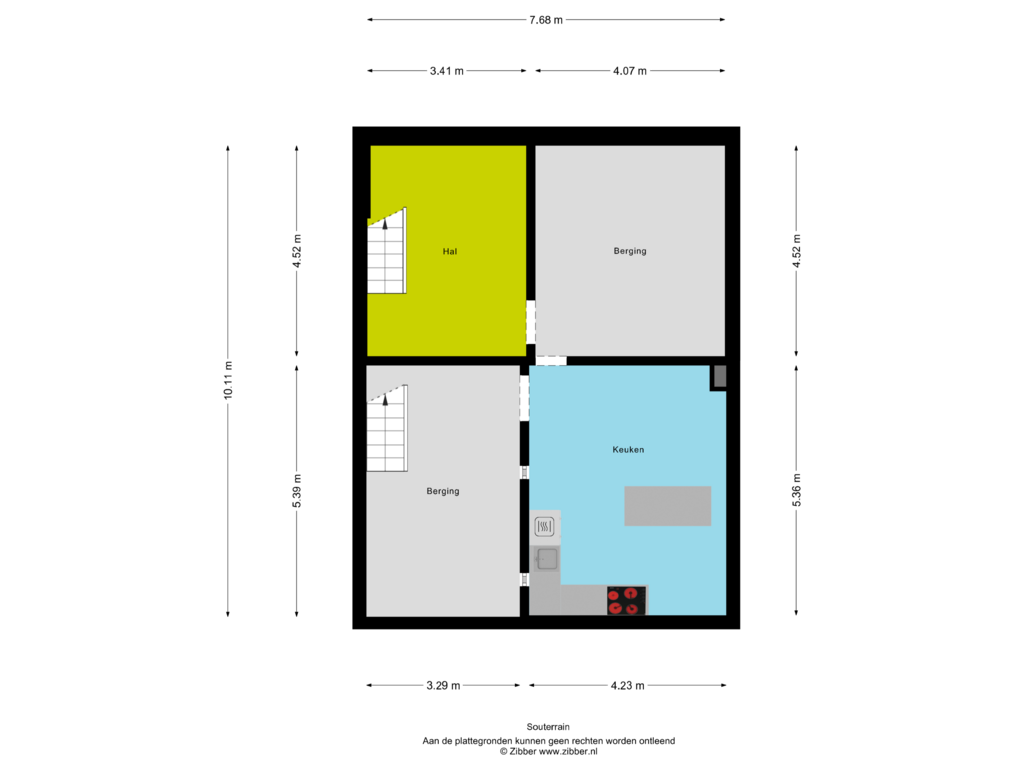 View floorplan of Souterrain of Jan de Verwerstraat 13