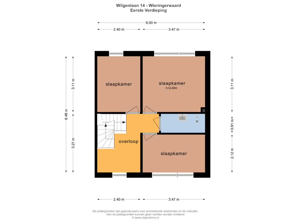 Bekijk plattegrond van Eerste Verdieping van Wilgenlaan 14