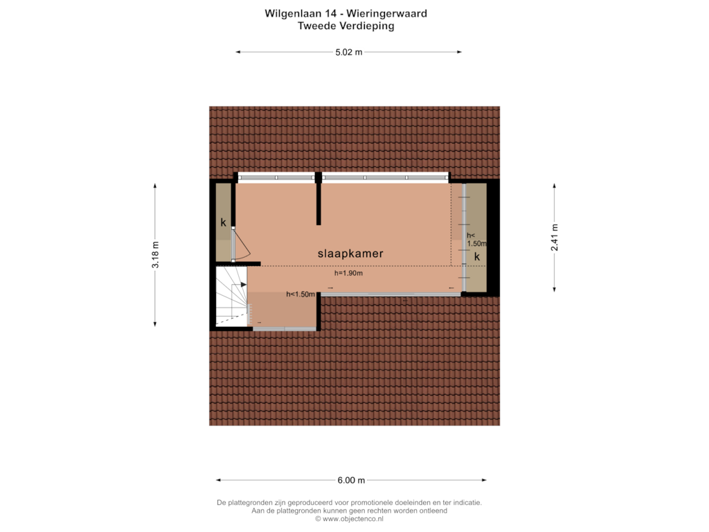 Bekijk plattegrond van Tweede Verdieping van Wilgenlaan 14