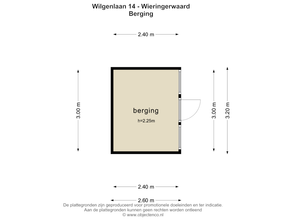 Bekijk plattegrond van Berging van Wilgenlaan 14