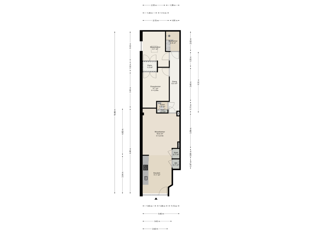 View floorplan of Begane grond of Nieuwe Leliestraat 168-H