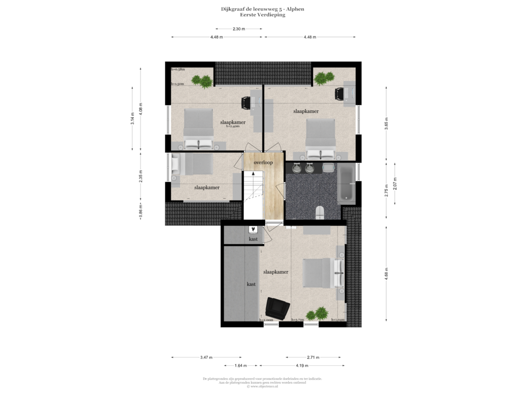 View floorplan of EERSTE VERDIEPING of Dijkgraaf de Leeuwweg 5