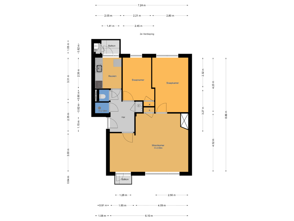 Bekijk plattegrond van 2e  Verdieping van Wijnandt van Elststraat 64