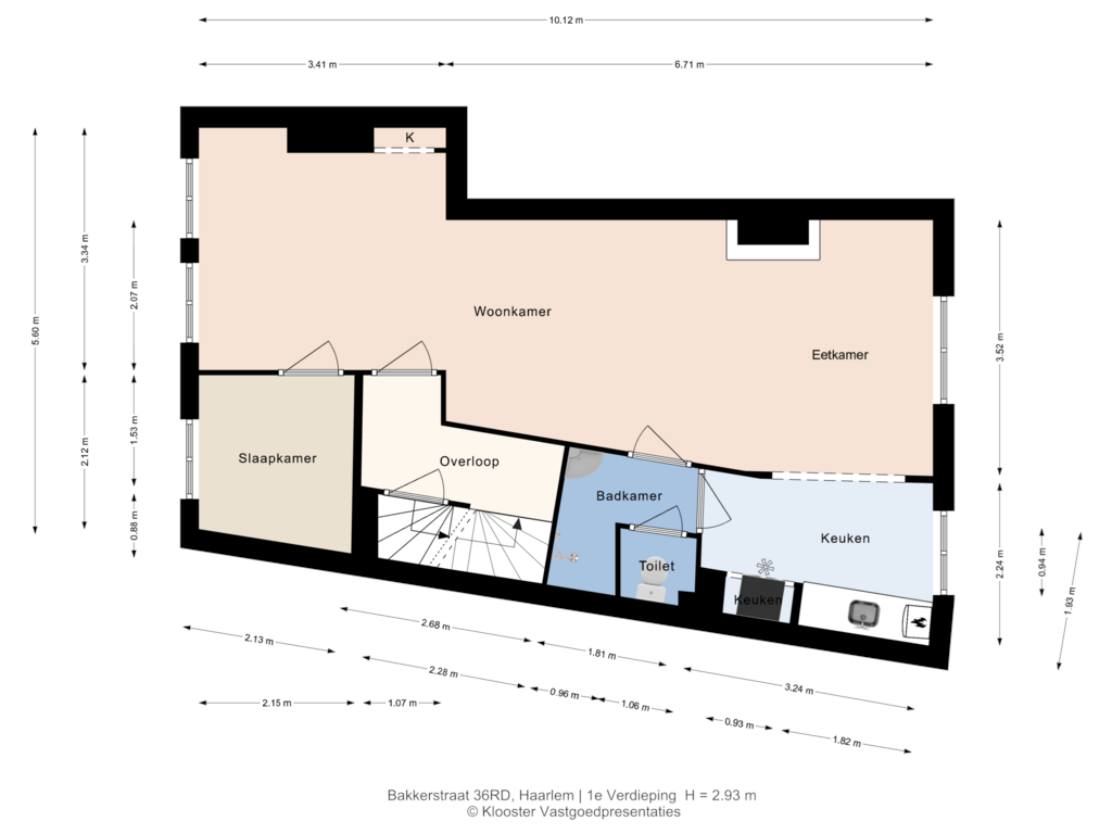 Bekijk plattegrond van 1e Verdieping van Bakkerstraat 36-RD