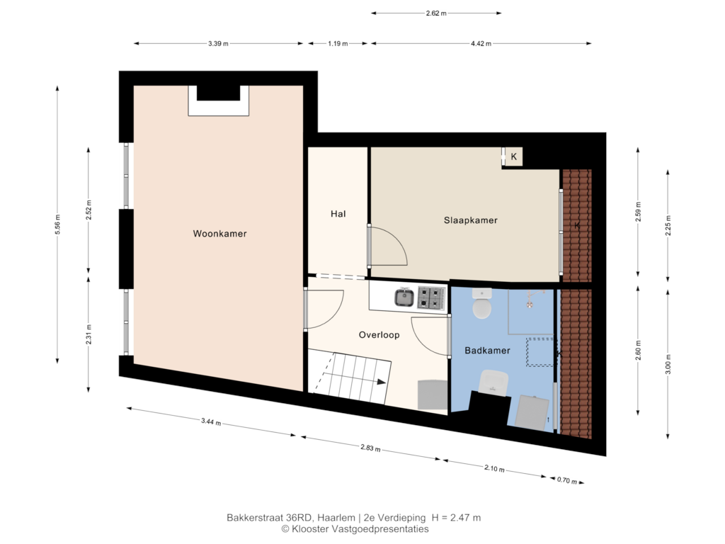 Bekijk plattegrond van 2e Verdieping van Bakkerstraat 36-RD