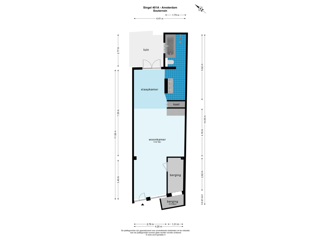 View floorplan of Souterrain of Singel 401-A