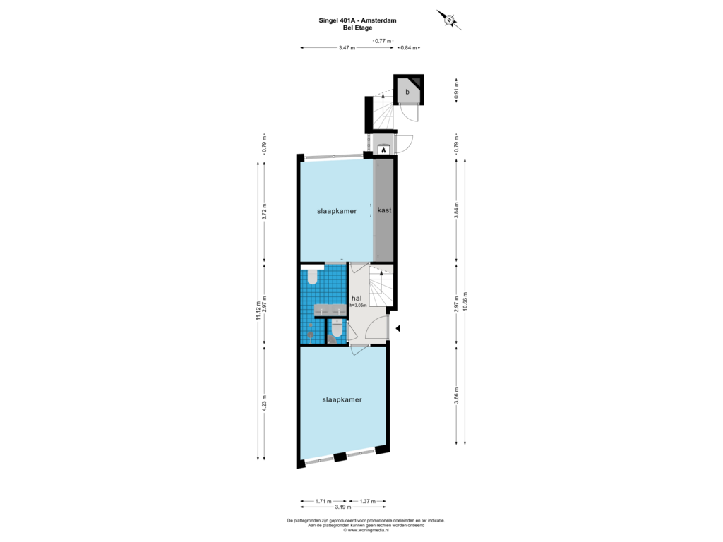 View floorplan of Bel Etage of Singel 401-A