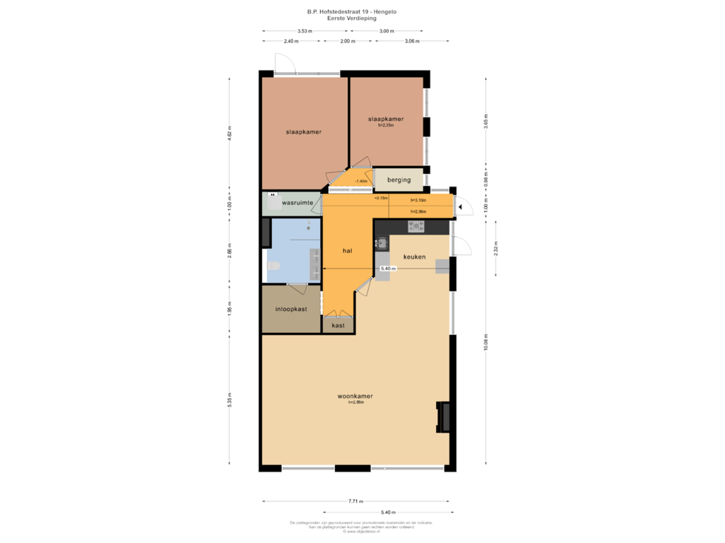 Bekijk plattegrond van Eerste Verdieping van B.P. Hofstedestraat 19