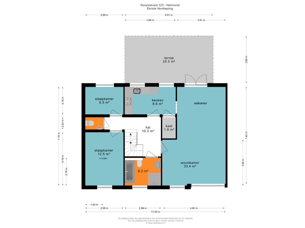 View floorplan of EERSTE VERDIEPING of Dorpsstraat 123