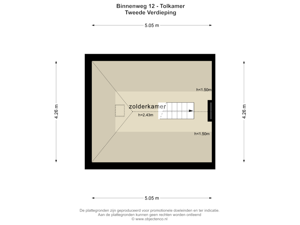 Bekijk plattegrond van Tweede Verdieping van Binnenweg 12