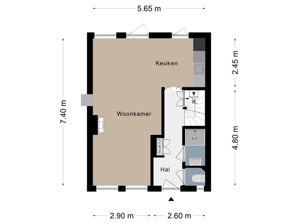 View floorplan of Begane grond of Diepenbrockstraat 14