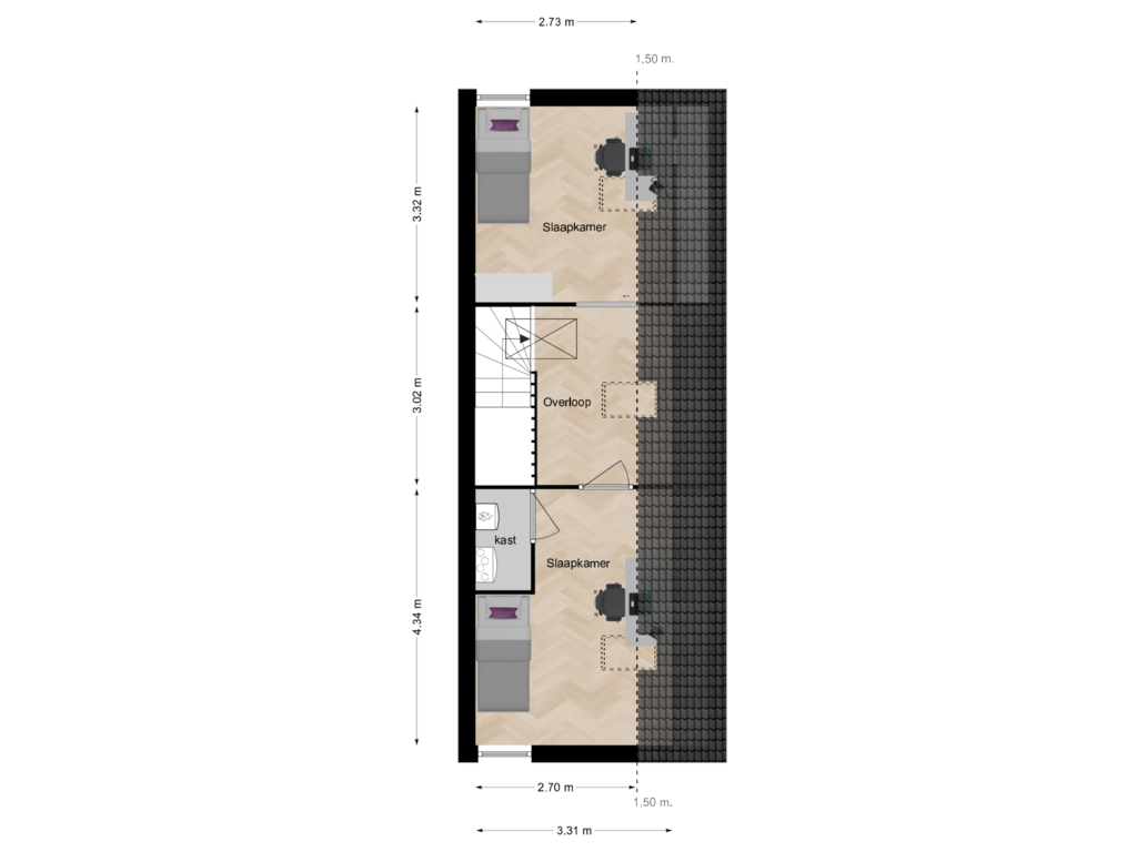 Bekijk plattegrond van 2e verdieping van Noordhoek 15