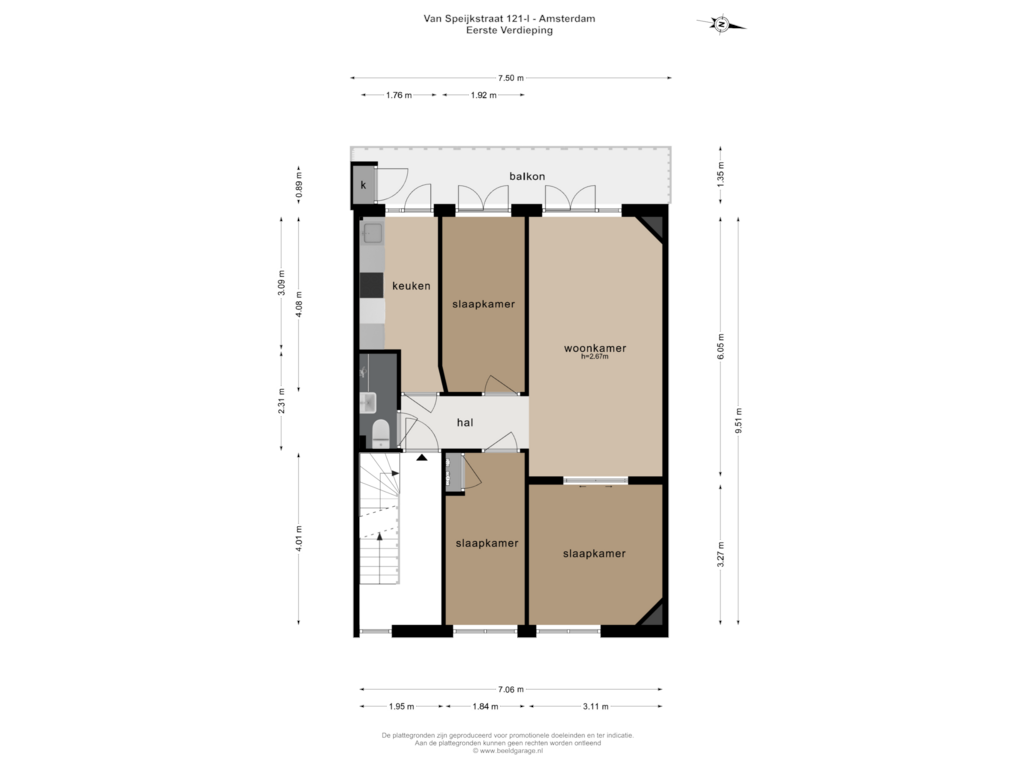 Bekijk plattegrond van EERSTE VERDIEPING van Van Speijkstraat 121-1