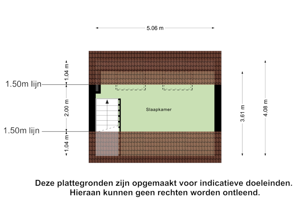 View floorplan of Derde Verdieping of De Bazelweg 36