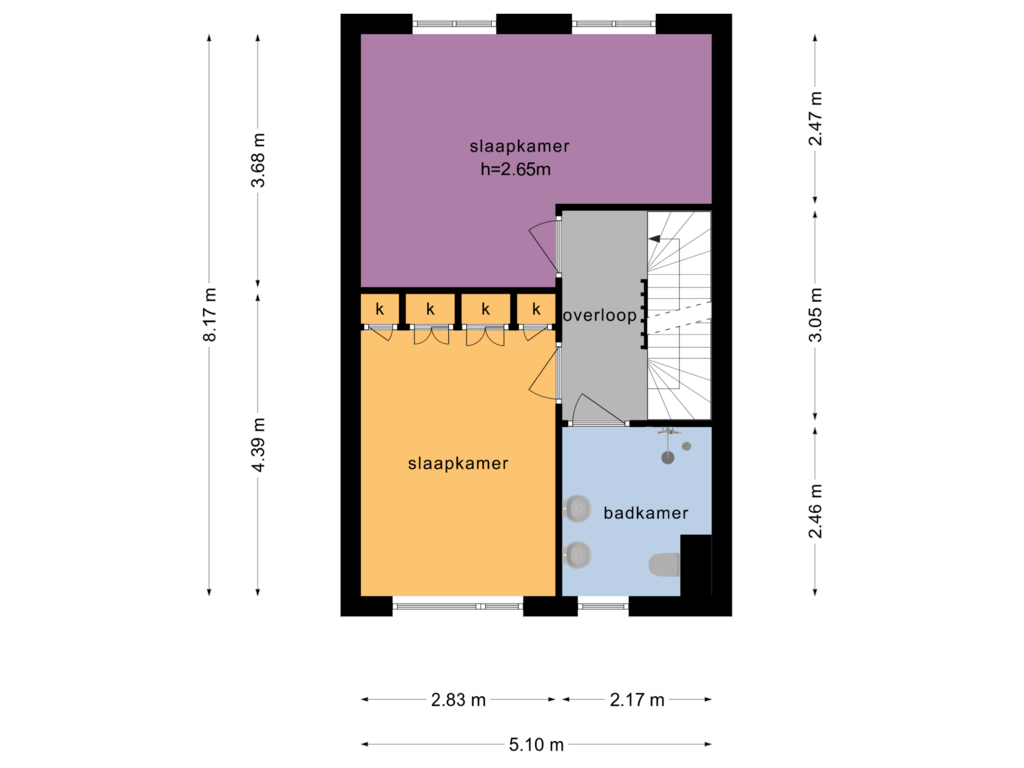 Bekijk plattegrond van 1e verdieping van Wielewaal 9