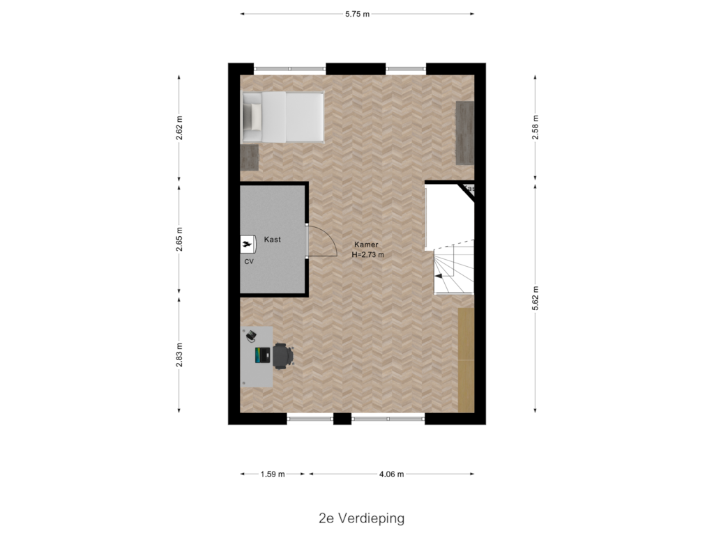 Bekijk plattegrond van 2e Verdieping van Piet Struijkstraat 6