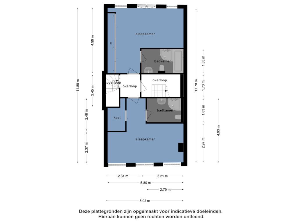 Bekijk plattegrond van 2e verdieping van Kortenaerstraat 26-A