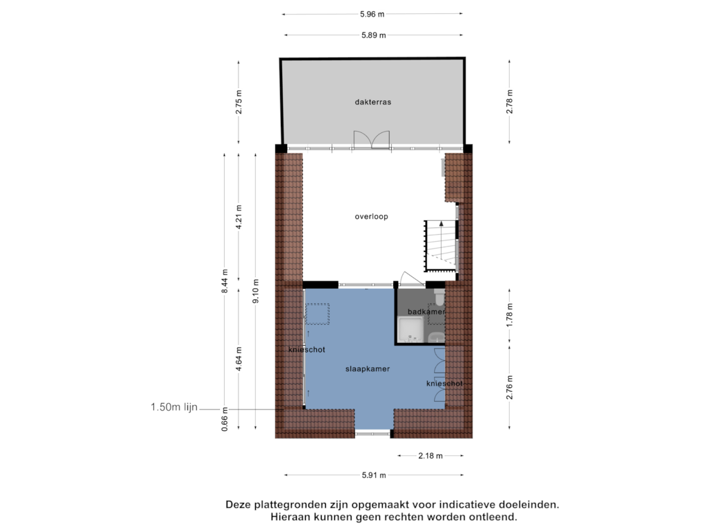 Bekijk plattegrond van 3e verdieping van Kortenaerstraat 26-A