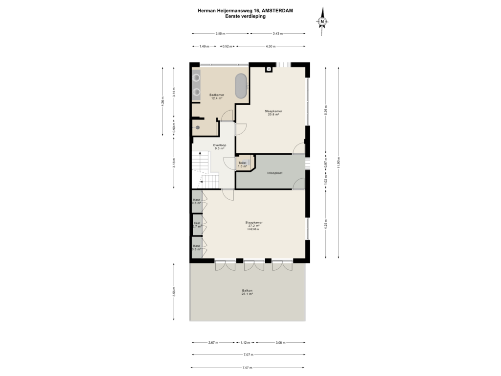 Bekijk plattegrond van Eerste verdieping van Herman Heijermansweg 16