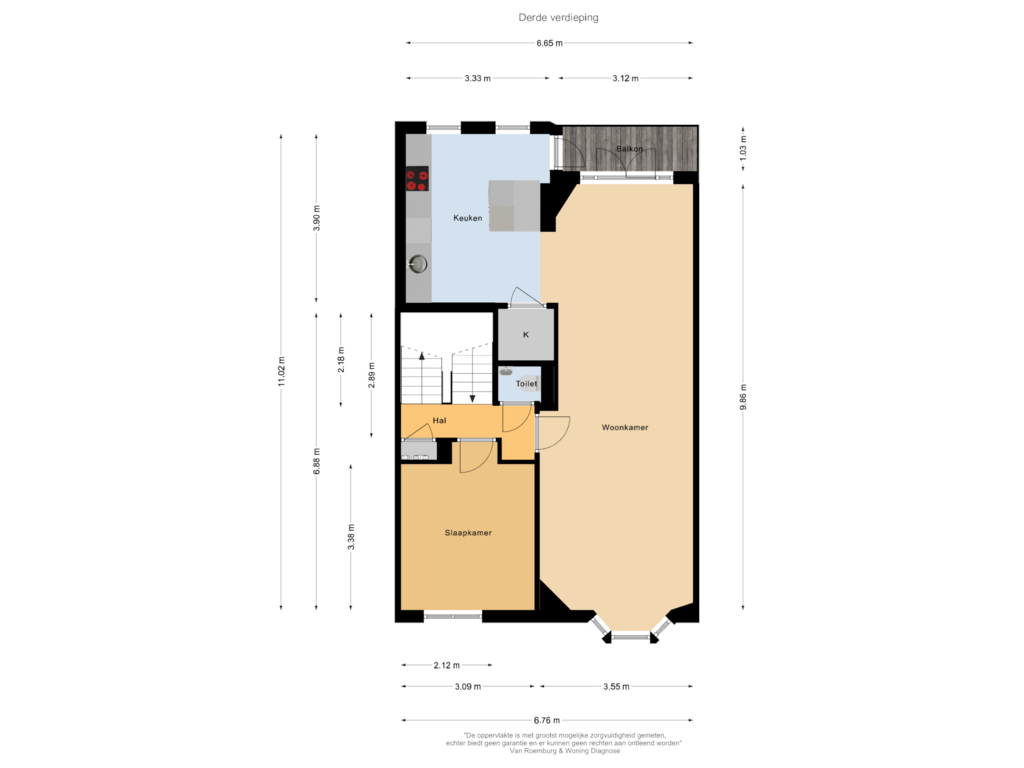 Bekijk plattegrond van Derde verdieping van Admiraal De Ruijterweg 475-3