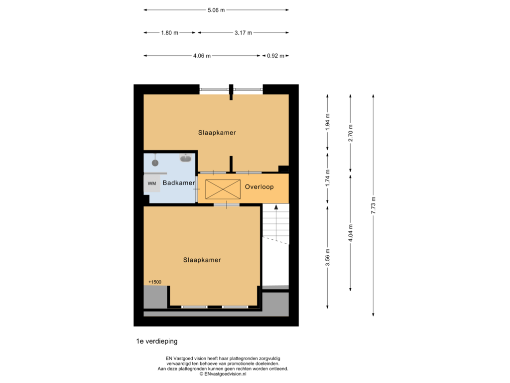 View floorplan of 1e verdieping of Havenstraat 33