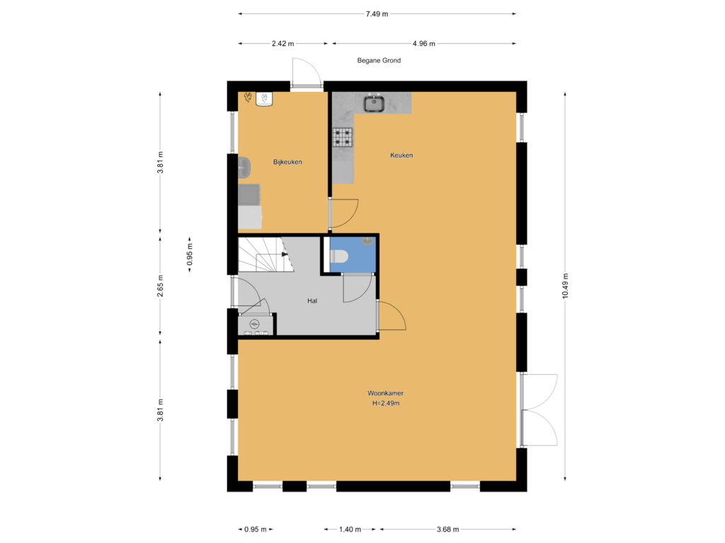 Bekijk plattegrond van Begane Grond van Hoefweg 144