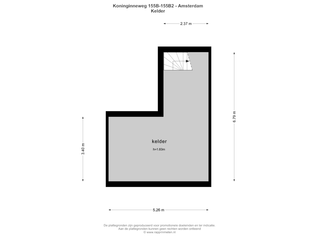 Bekijk plattegrond van Kelder van Koninginneweg 155-BH